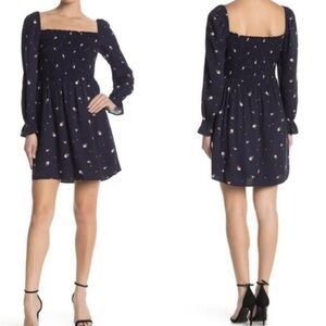 Elodie Floral Long Sleeve Smock Square Neck Dress Size Large (#075)